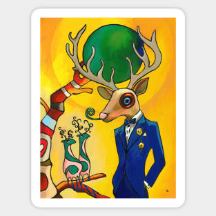 Portrait of my deer friend and his friends Sticker